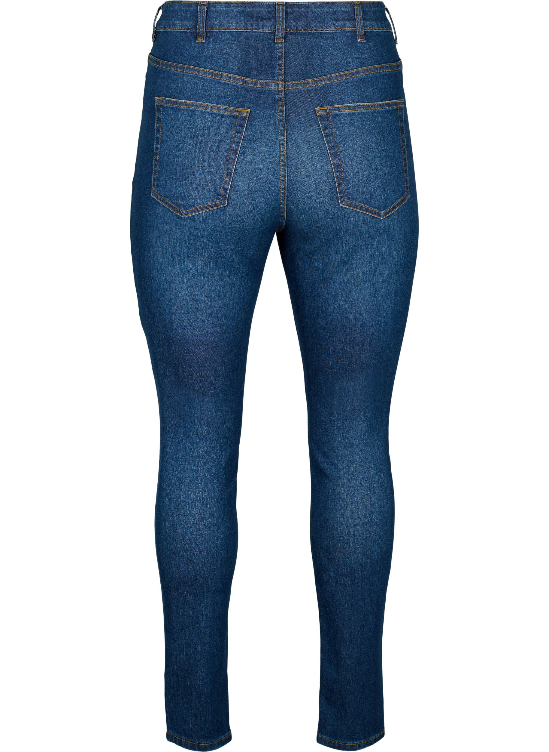 ZizziSuper schlanke Amy Jeans mit Zerst&ouml;rung und hoher Taille, Dark blue, Packshot image number 1