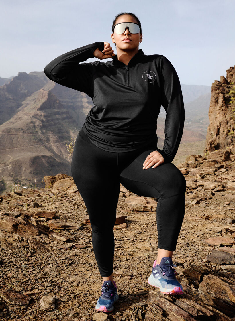 Hochgeschlossenes Sporttop mit Reißverschluss, Black, Image image number 0