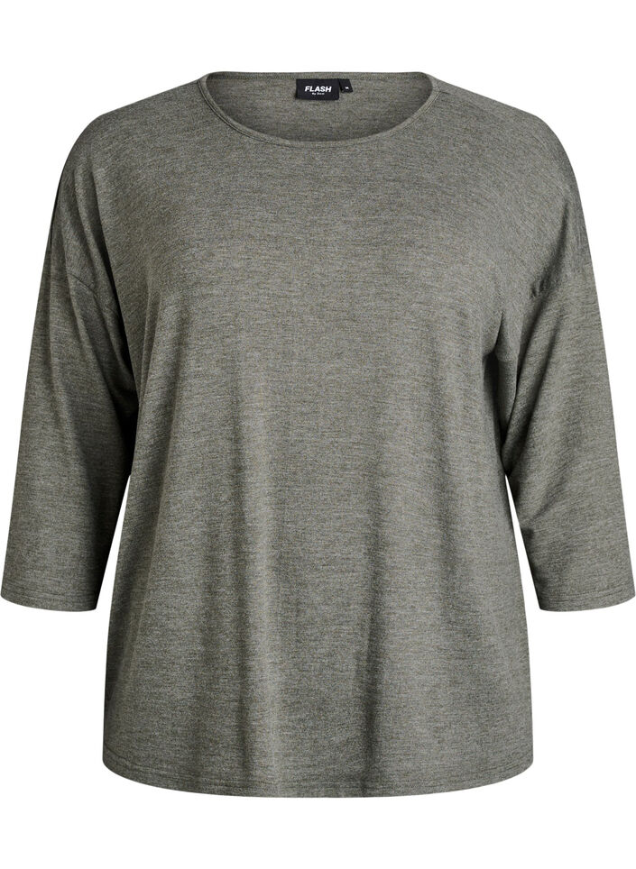 Bluse aus Jersey mit 3/4-&Auml;rmeln, Gr&uuml;n, Packshot image number 0