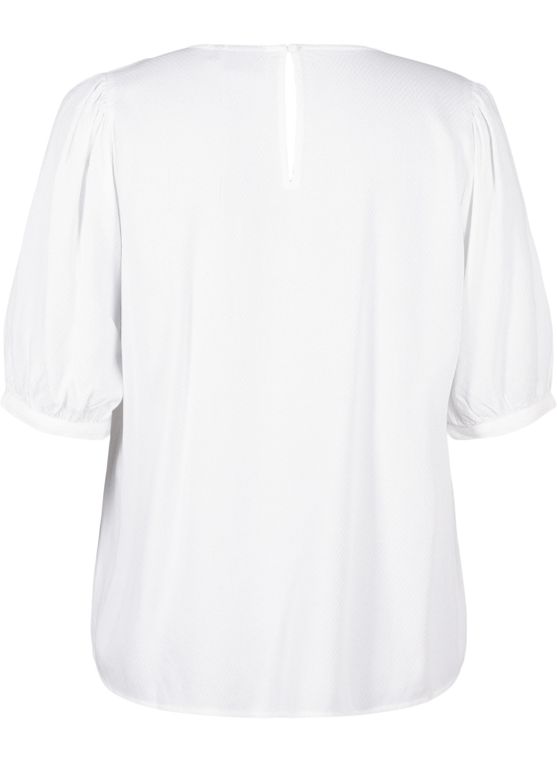 Zizzi Viskosebluse mit 1/2 &Auml;rmeln, Bright White, Packshot image number 1