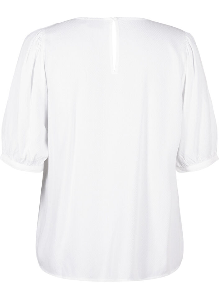  Viskosebluse mit 1/2 &Auml;rmeln, Bright White, Packshot image number 1