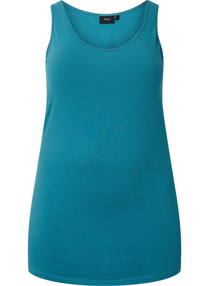 Einfarbiges basic Top aus Baumwolle, Brittany Blue, Packshot image number 0