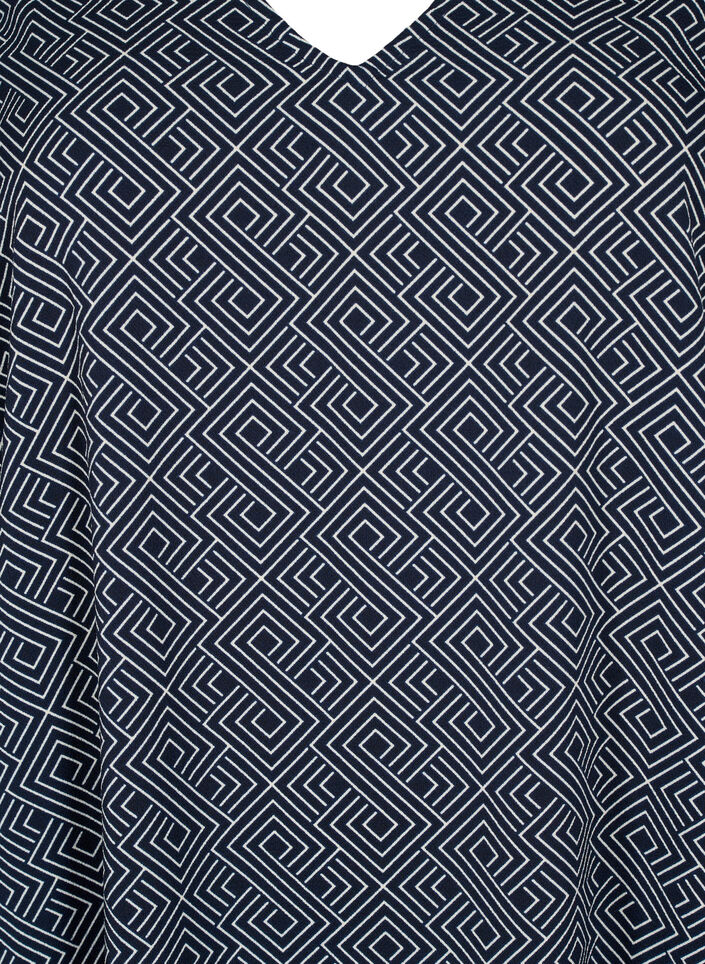 Kleid mit V-Ausschnitt und Aufdruck, Navy Graphic AOP, Packshot image number 2