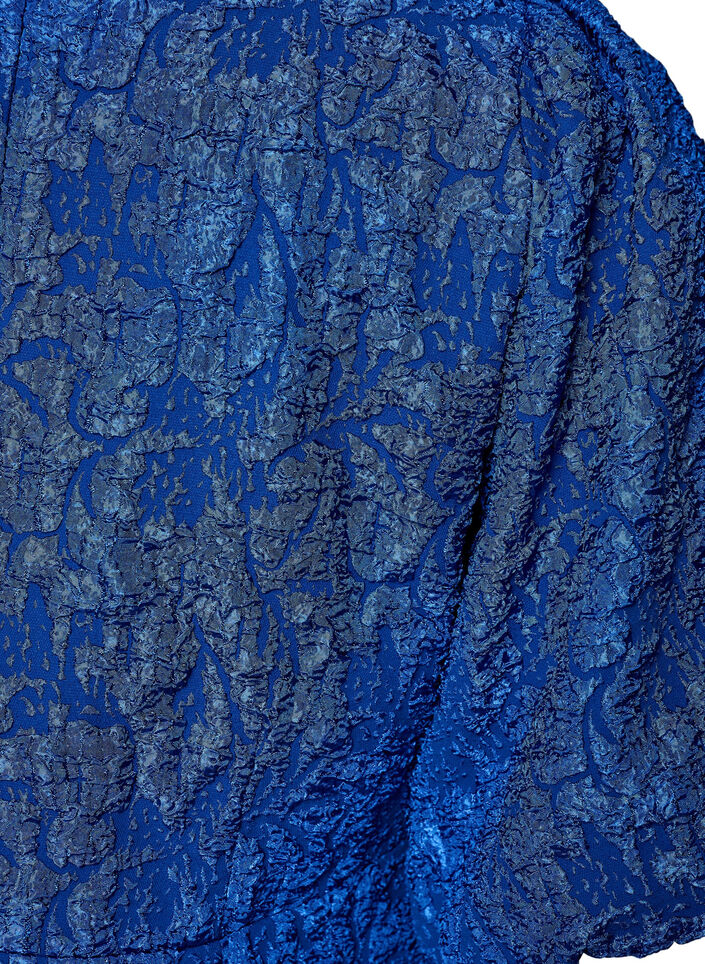 Kleid aus Jacquard mit Puff&auml;rmeln und A-Linie, Blau, Packshot image number 3