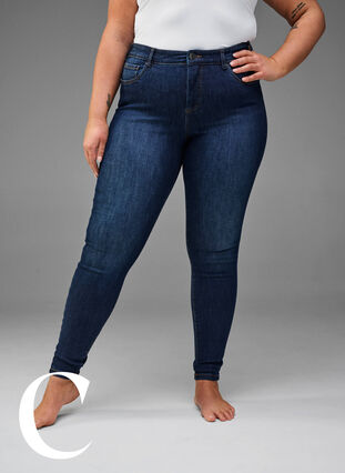 Super Slim-Fit-Jeans mit hoher Taille, Dark Blue, Model image number 6