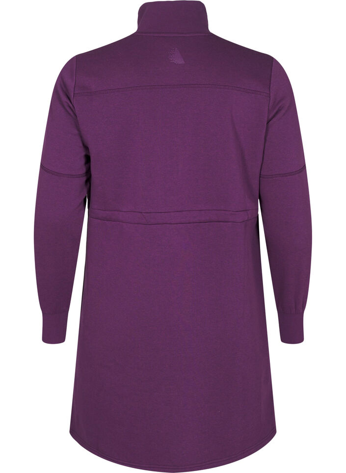 Kurzes Sweatshirtkleid mit Stehkragen und verstellbarer Taille, Deep Purple, Packshot image number 1