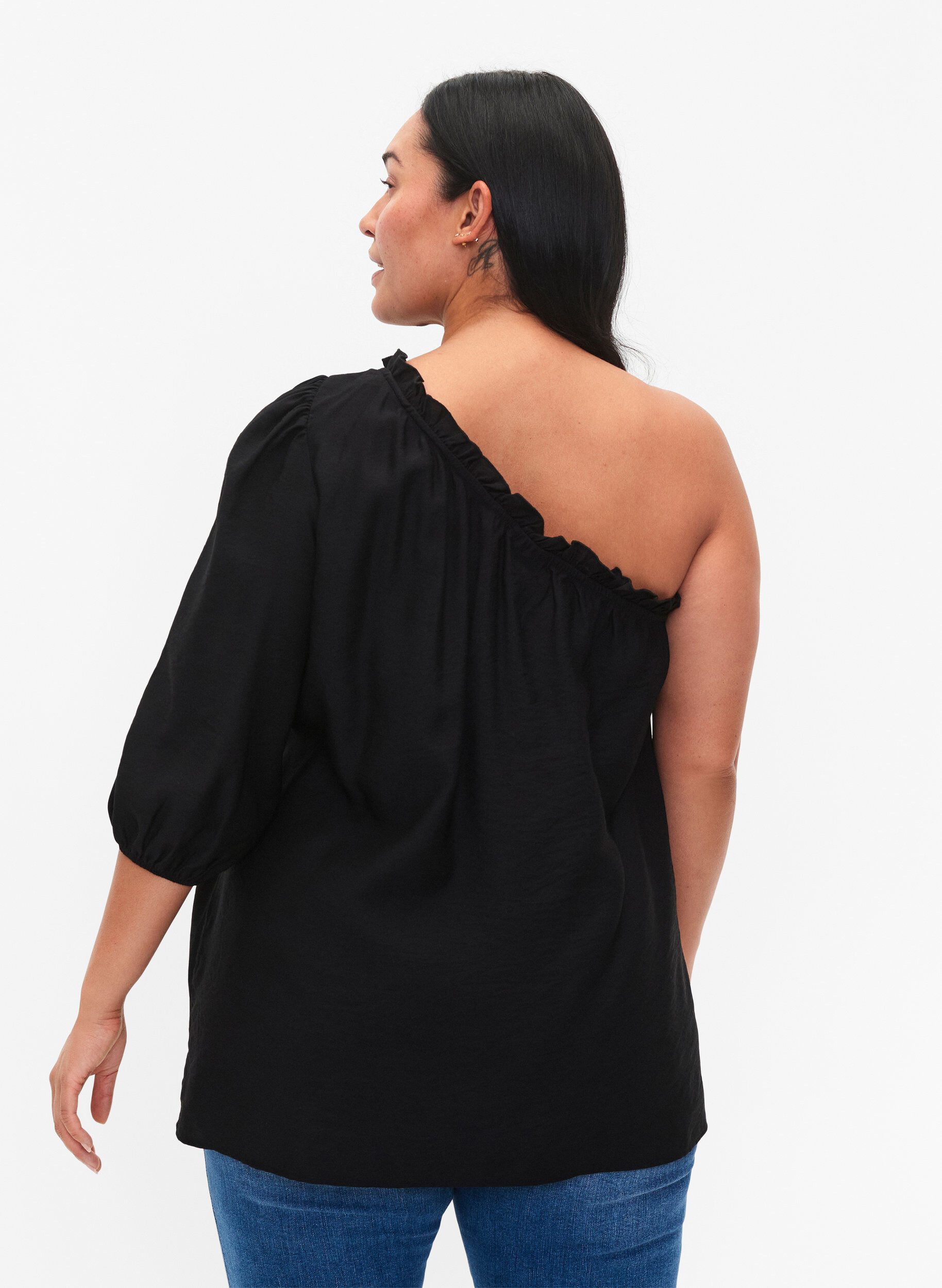 ZizziSchulterbluse aus Viskose, Schwarz, Model image number 2