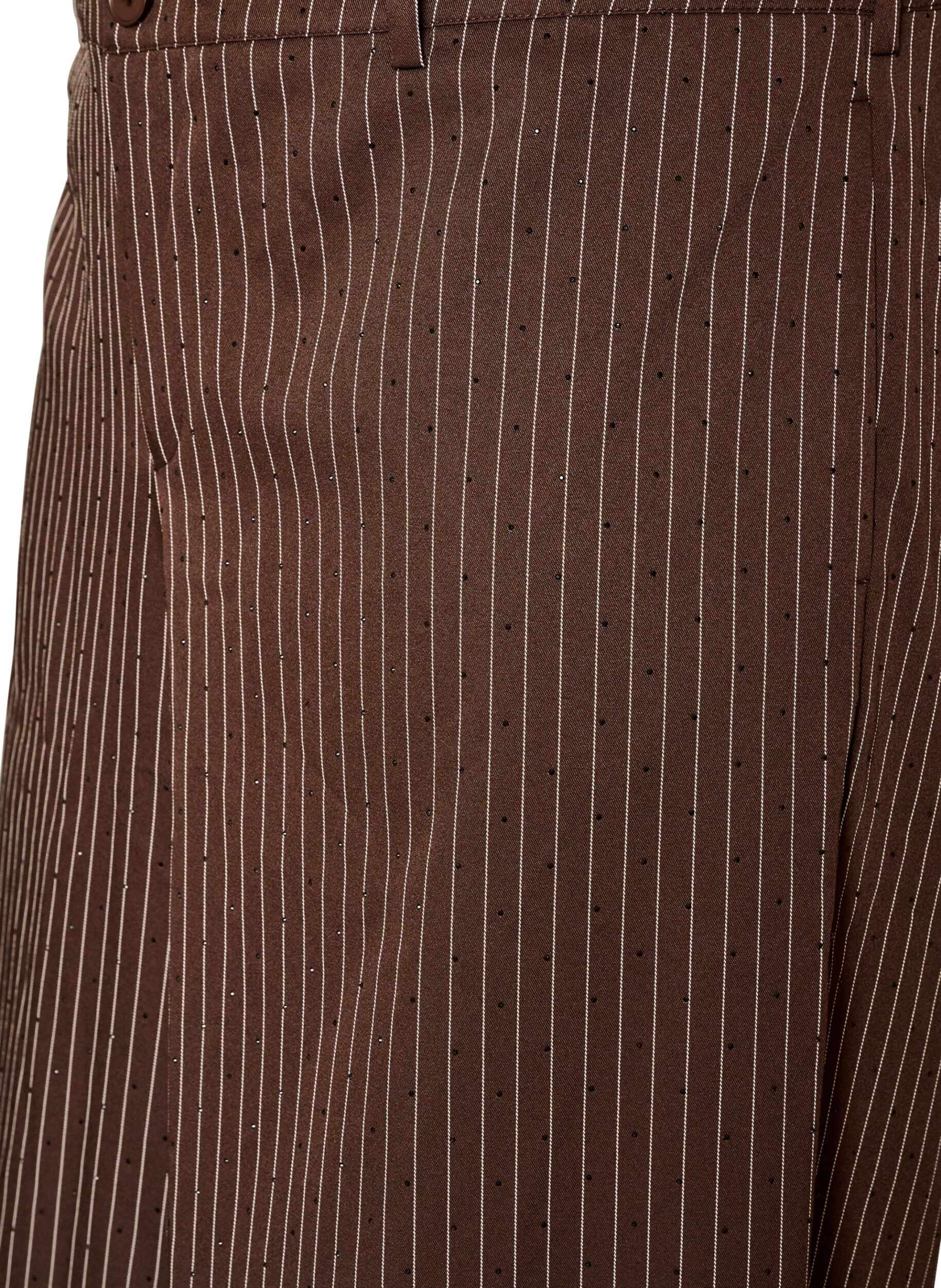 ZizziNadelstreifenhose mit Strasssteinen und weitem Bein, Braun, Packshot image number 2