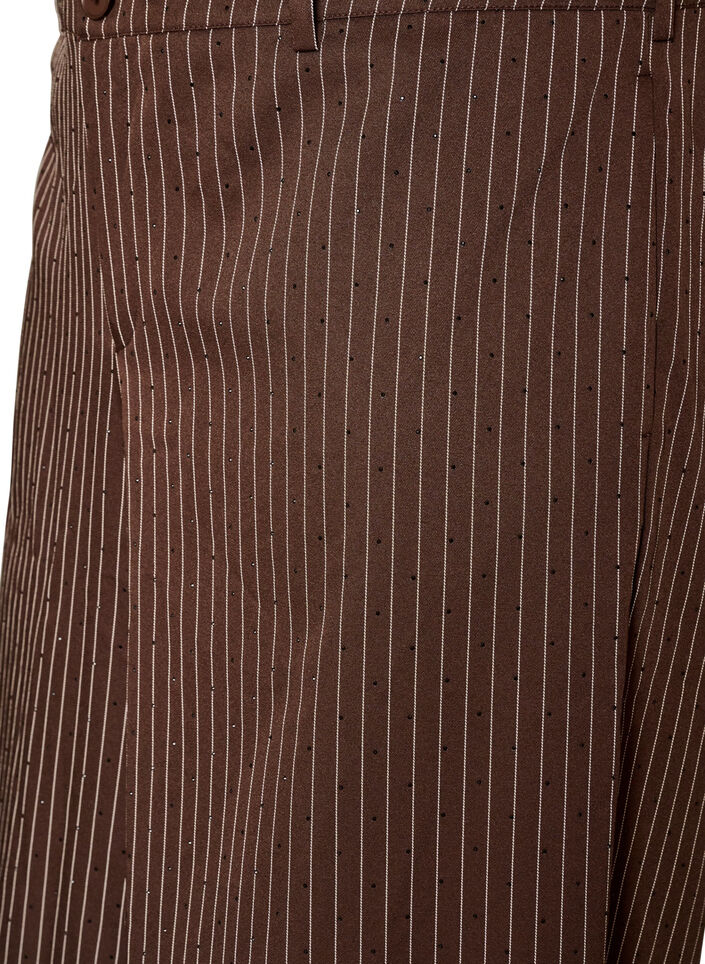 Nadelstreifenhose mit Strasssteinen und weitem Bein, Braun, Packshot image number 2