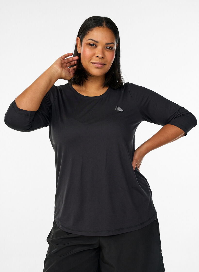 Trainingsshirt mit 3/4-&Auml;rmeln, Schwarz, Model image number 0