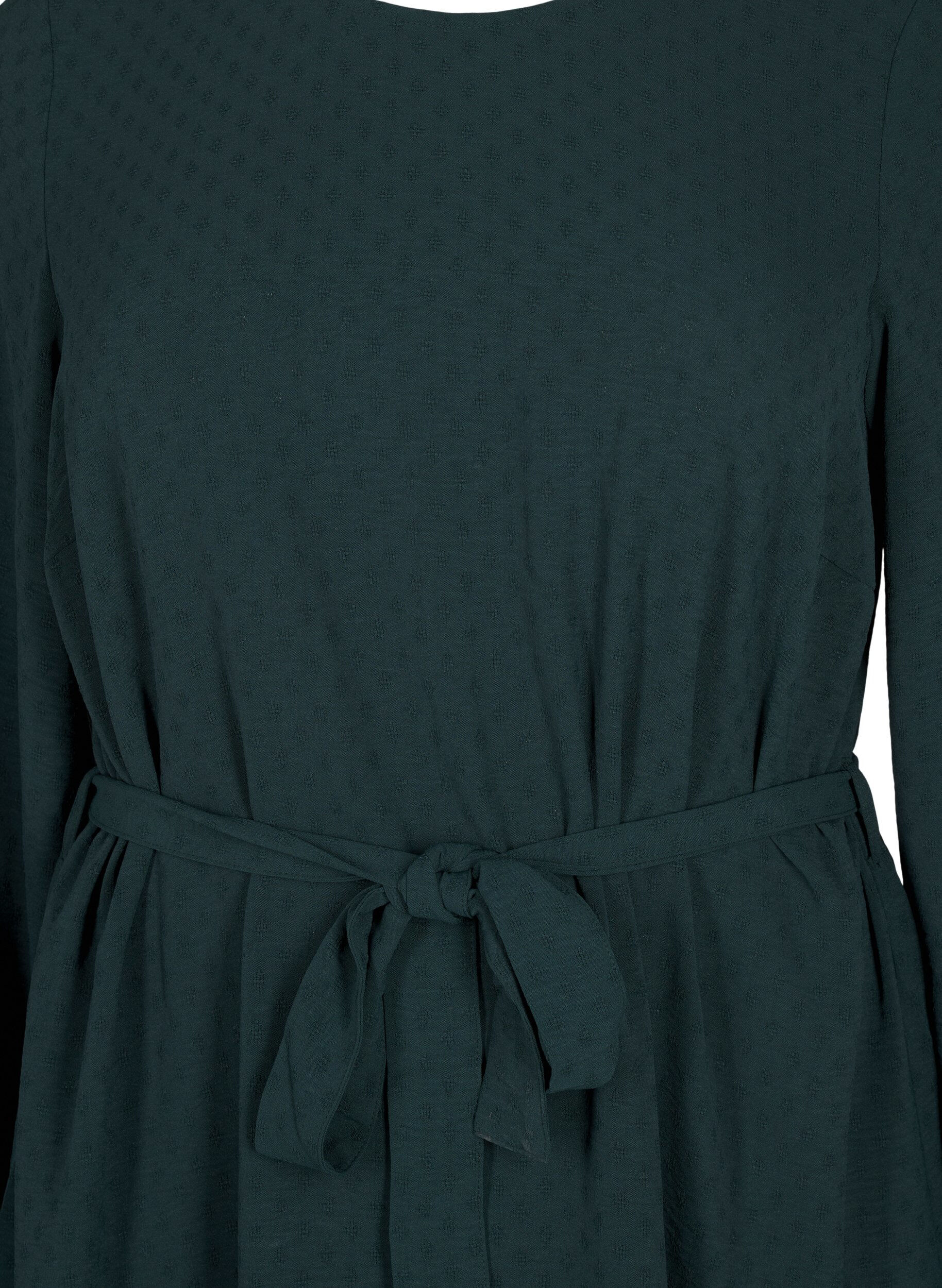 ZizziKurzes Kleid mit Struktur und Bindeg&uuml;rtel, Scarab, Packshot image number 2