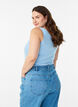 Einfarbiges Basic Top aus Baumwolle, Blau, Model image number 2