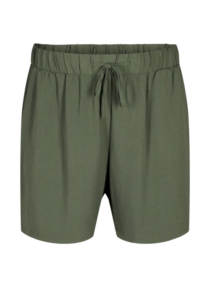 Kurze Hose mit Taschen und elastischem Bund, Gr&uuml;n, Packshot image number 0