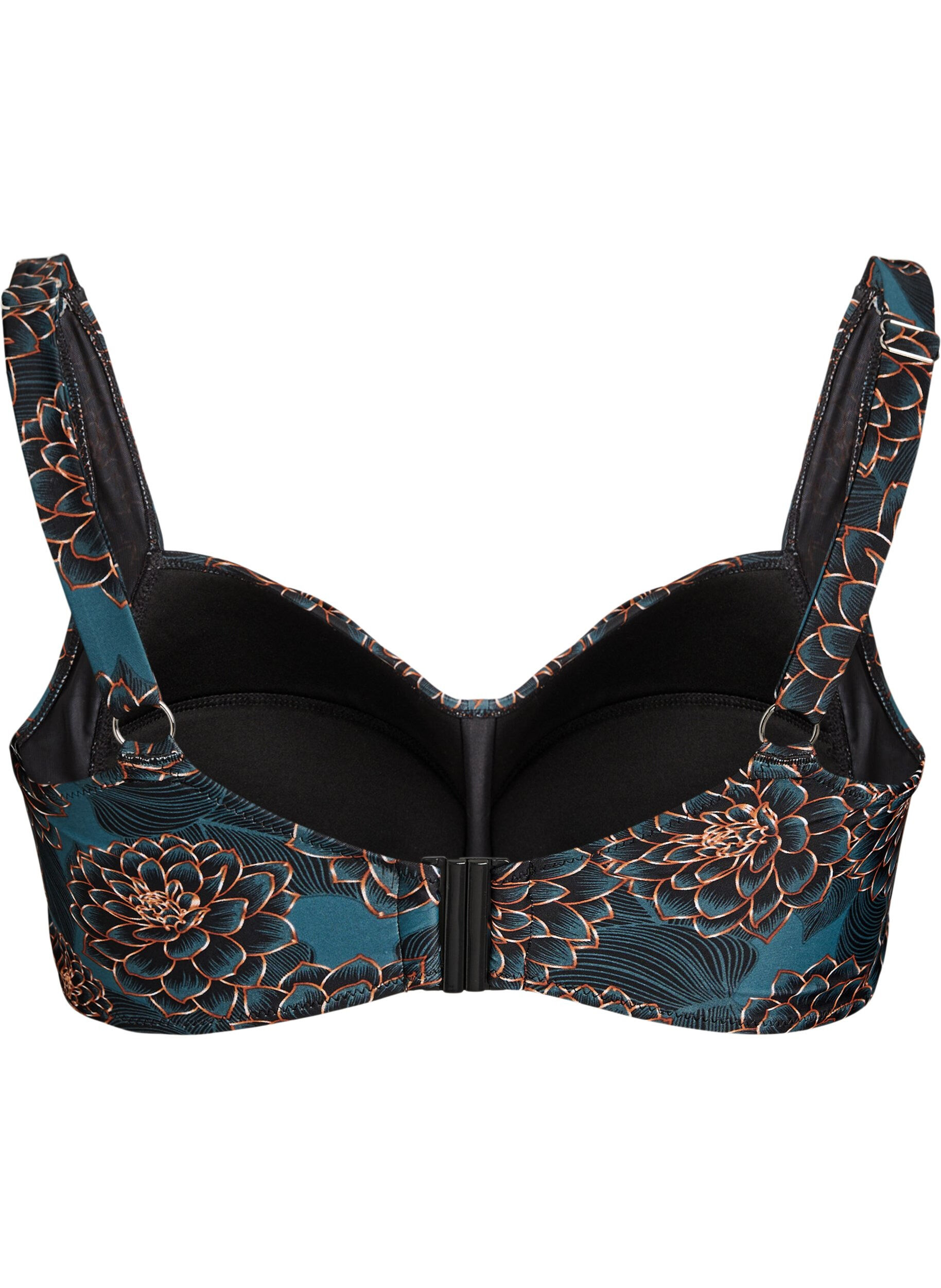 ZizziWattierter Bikini-Oberteil mit Print, Petrol, Packshot image number 1