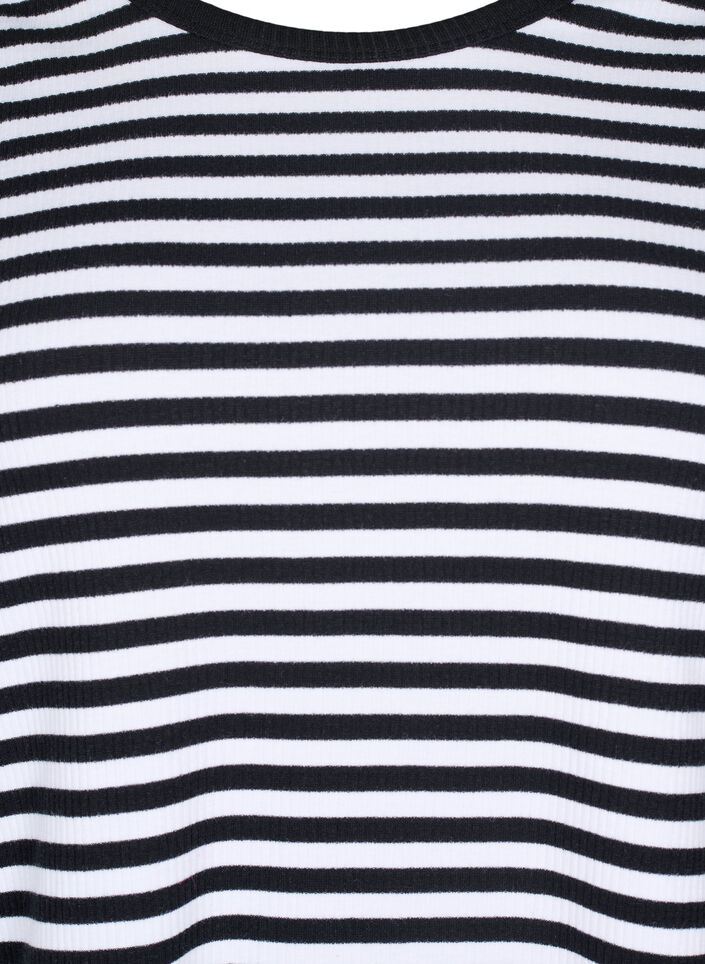 Gestreifte Bluse mit langen &Auml;rmeln, Schwarz, Packshot image number 2
