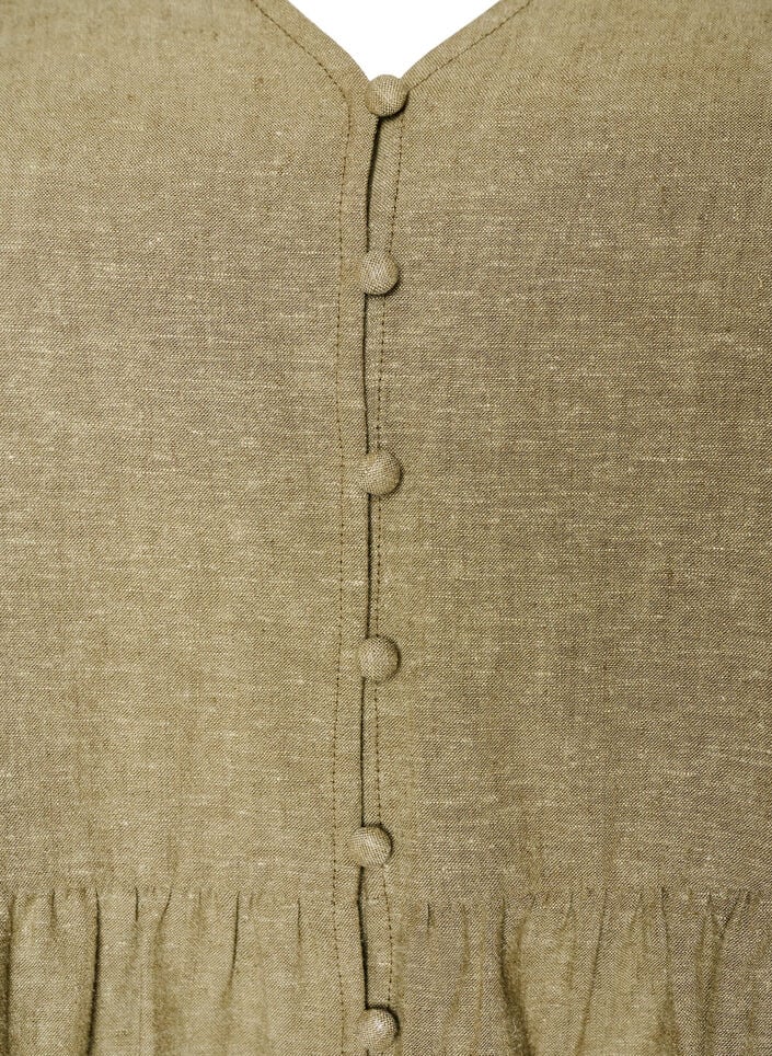 Bluse aus Leinen und Viskose mit V-Ausschnitt und Knopfverschluss, Gr&uuml;n, Packshot image number 2