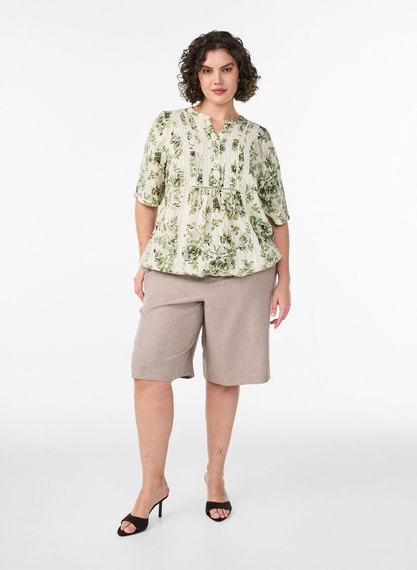 Bluse mit Print und 1/2-&Auml;rmeln, Gr&uuml;n, Model image number 1