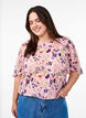 Gebl&uuml;mte Bluse mit kurzen &Auml;rmeln und Smok-Details, Rot, Model image number 0