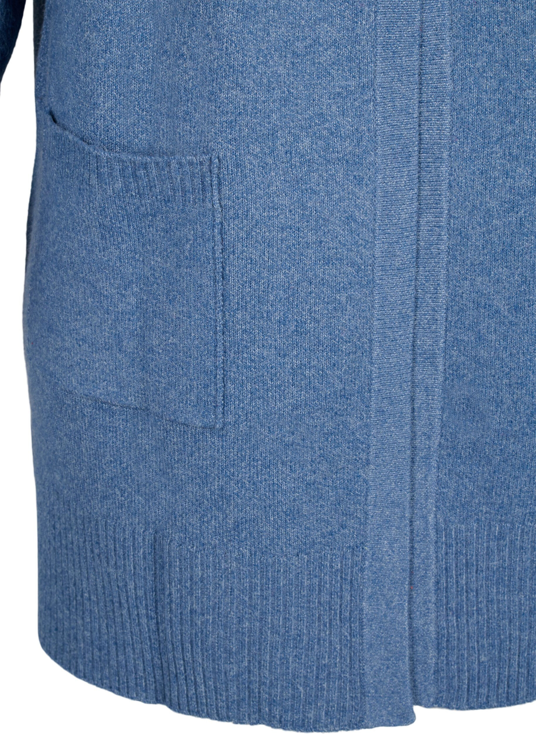 ZizziStrickjacke mit Rippenstrick und Taschen, Blau, Packshot image number 2