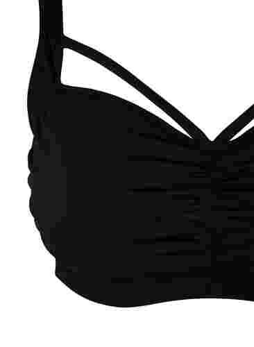 Bikini-BH mit Raffung und Zierbändern, Black, Packshot image number 2