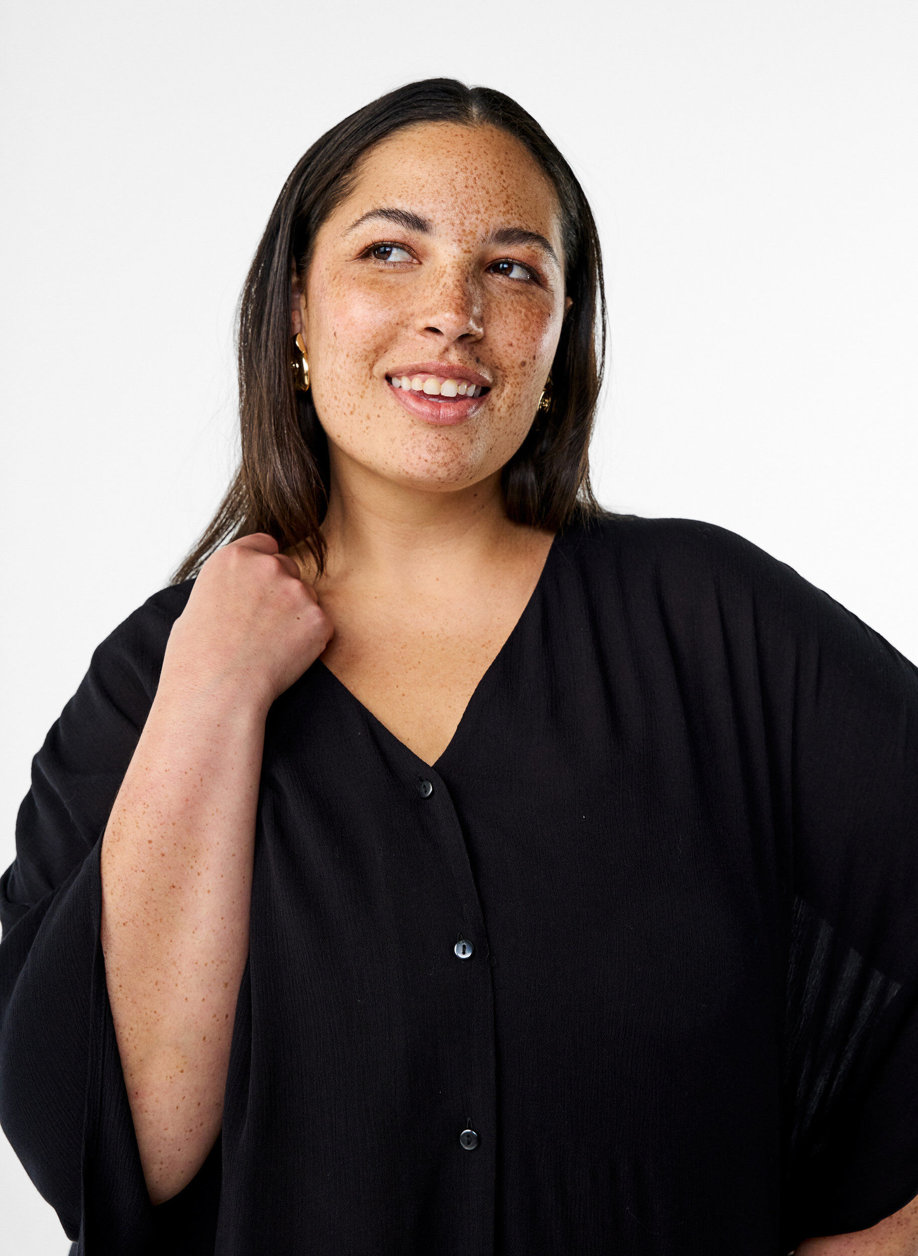 ZizziKaftan-Strandkleid mit Kn&ouml;pfen, Schwarz, Model image number 2