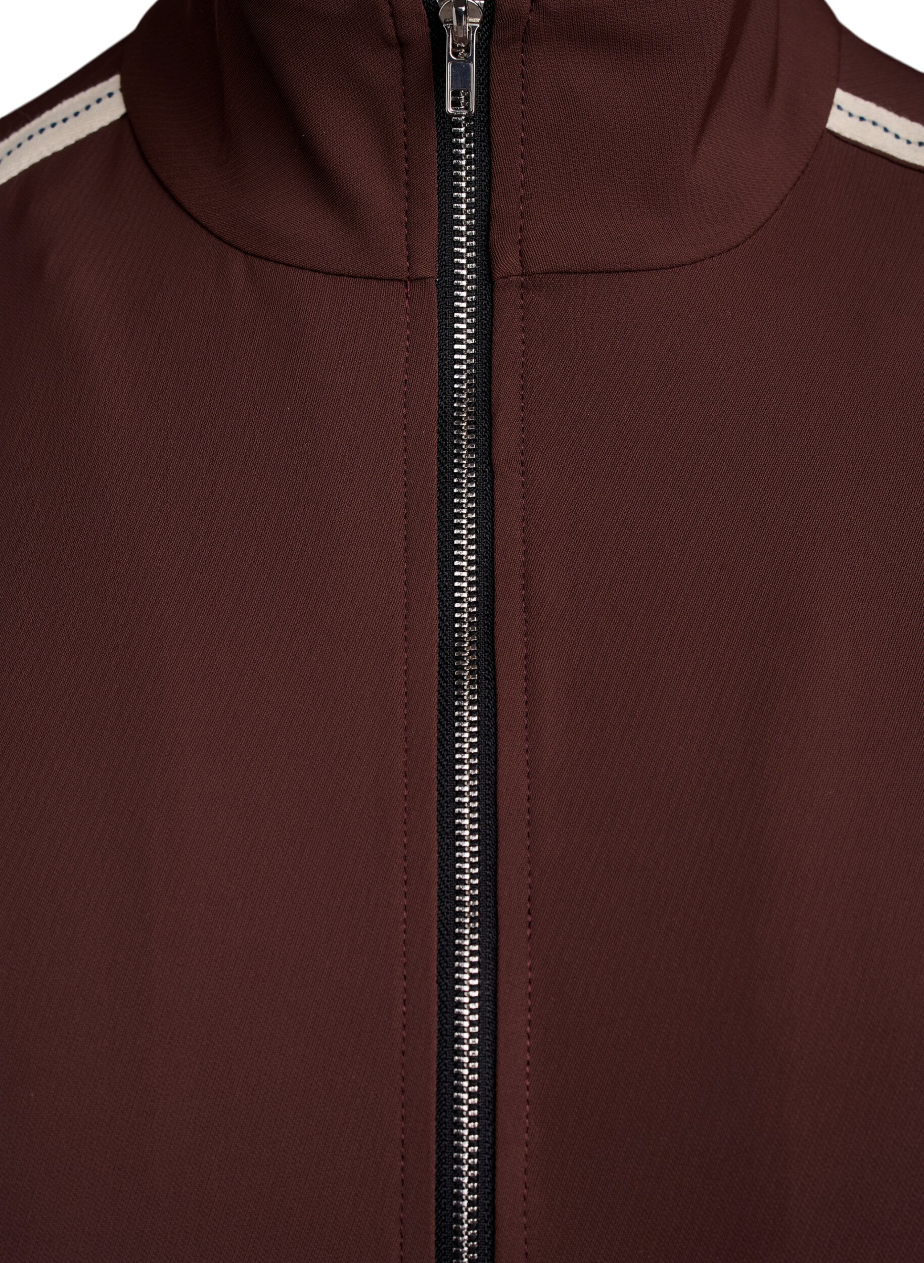 ZizziTrainingsjacke mit sportlichen Details und Rei&szlig;verschluss, Braun, Packshot image number 2