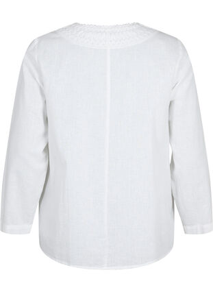 Bluse aus Baumwolle mit Häkeldetail, White, Packshot image number 1