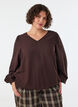 Viskosebluse mit V-Ausschnitt und Ballonform, Braun, Model image number 0