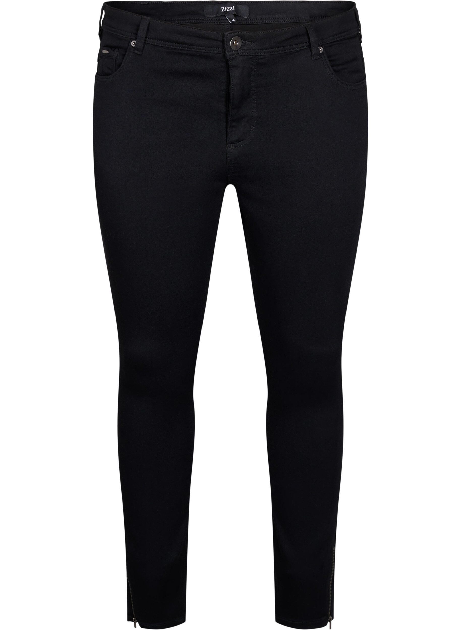 ZizziCropped Amy Jeans mit Rei&szlig;verschluss, Schwarz, Packshot image number 0