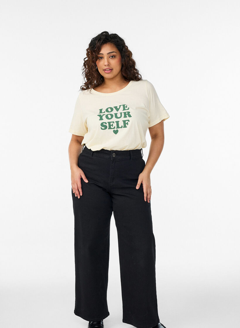 T-Shirt mit Print, Gelb, Model image number 1