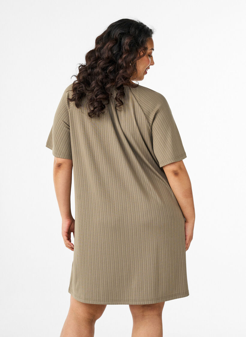 Tunika aus Jersey mit strukturierten Streifen, Braun, Model image number 2