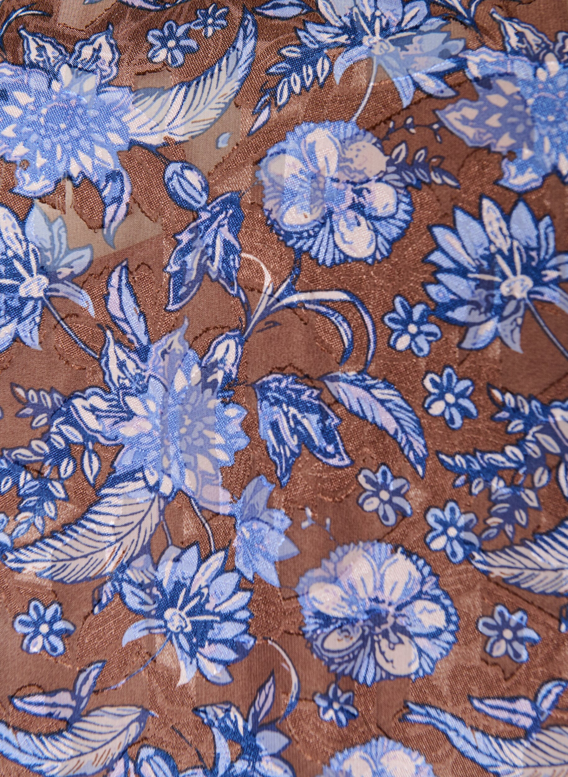 ZizziGebl&uuml;mtes Midikleid mit R&uuml;schensaum, Braun, Packshot image number 2