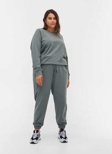 Lockere Sweatpants mit Taschen, Balsam Green Mel, Model image number 0