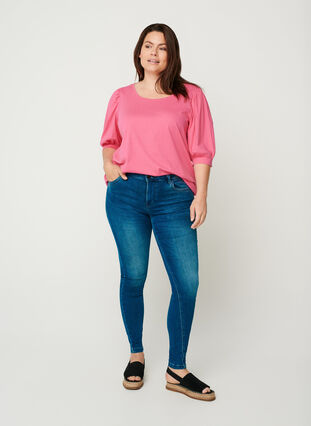 Bluse aus Baumwolle, Fandango Pink, Model image number 2