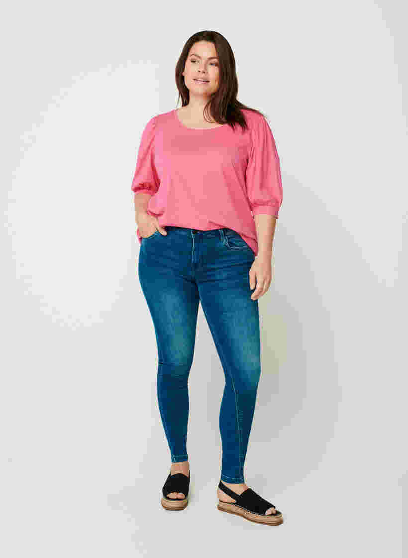 Bluse aus Baumwolle, Fandango Pink, Model image number 2