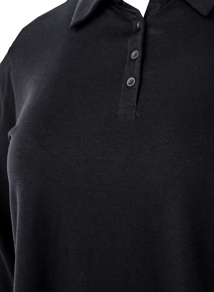 Langärmliges Poloshirt, Schwarz, Packshot image number 2