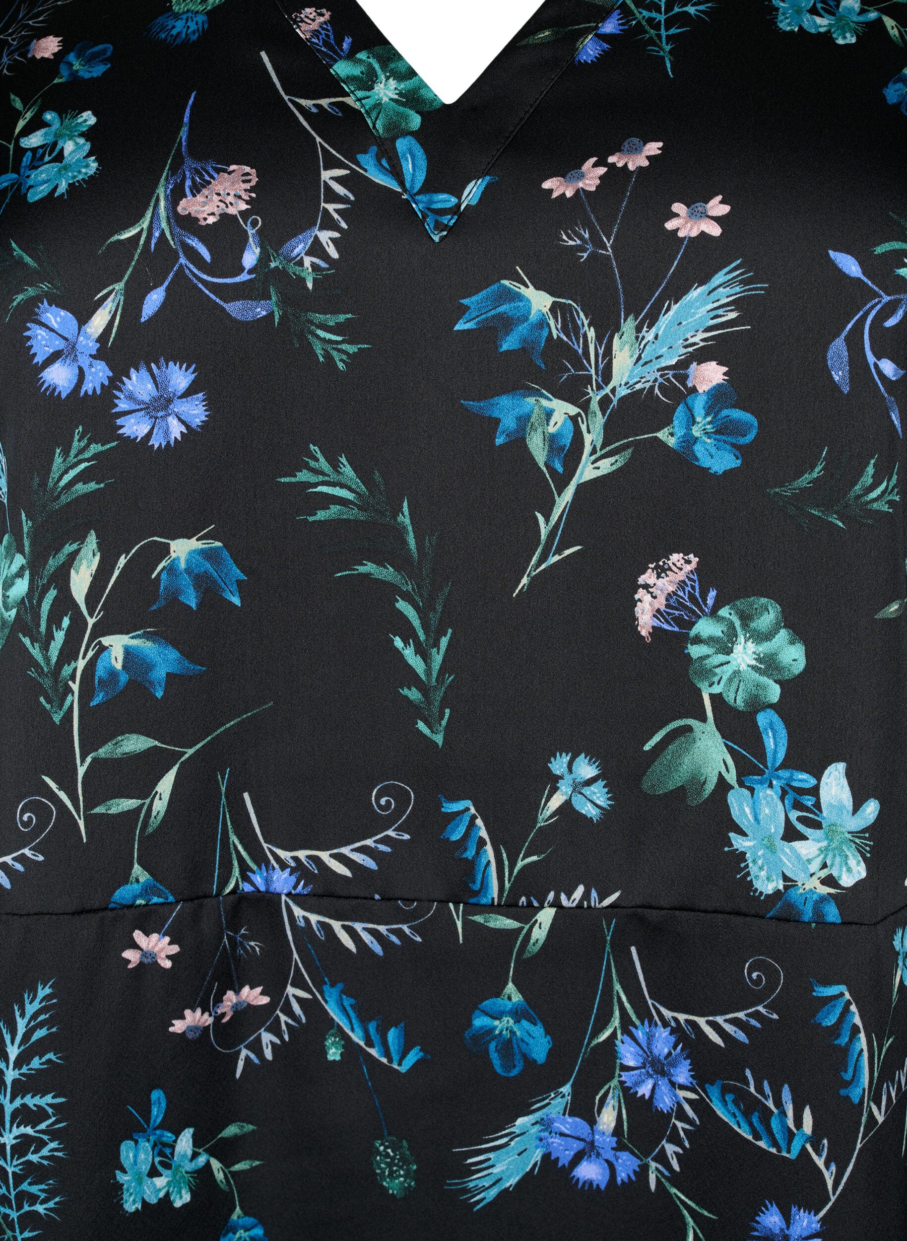 ZizziLang&auml;rmliges Midikleid mit Blumenmuster, Blue Flower AOP, Packshot image number 2
