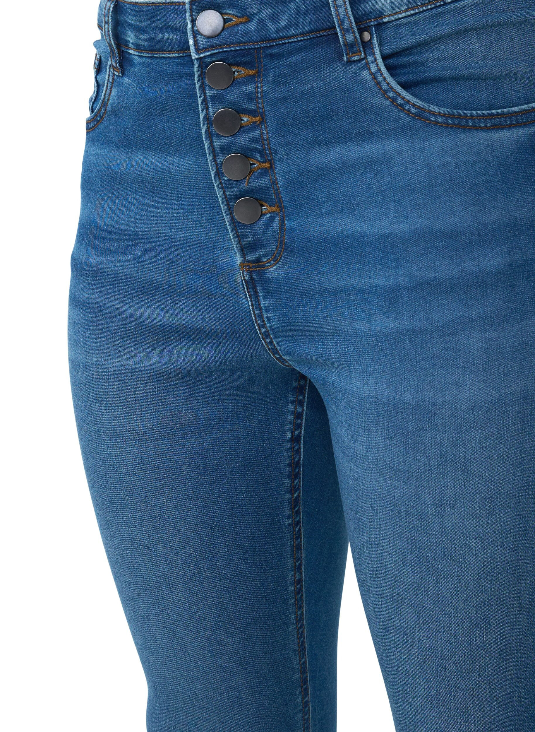 ZizziAmy Jeans mit hohem Bund und Knopfverschluss, Blue Denim, Packshot image number 2