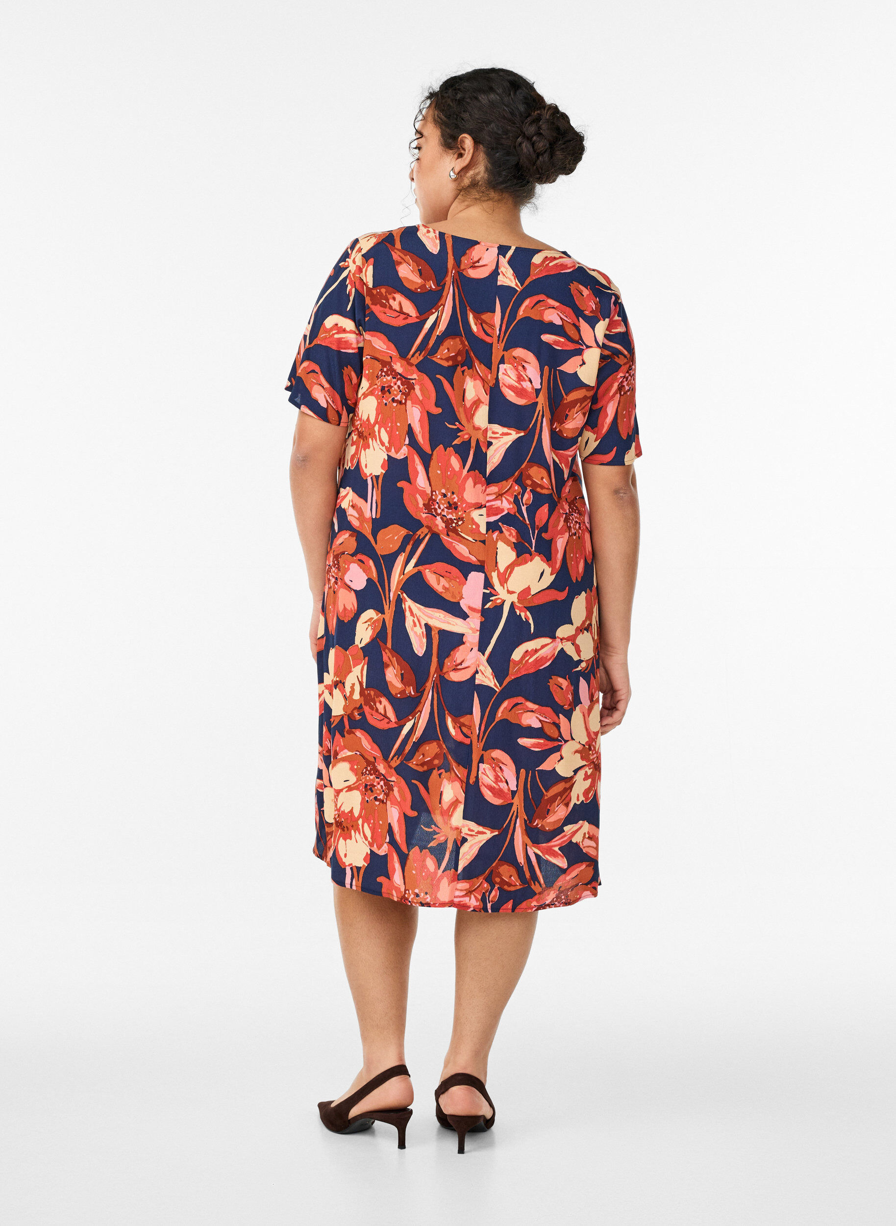 ZizziA-Linien-Kleid aus Viskose, Orange, Model image number 2