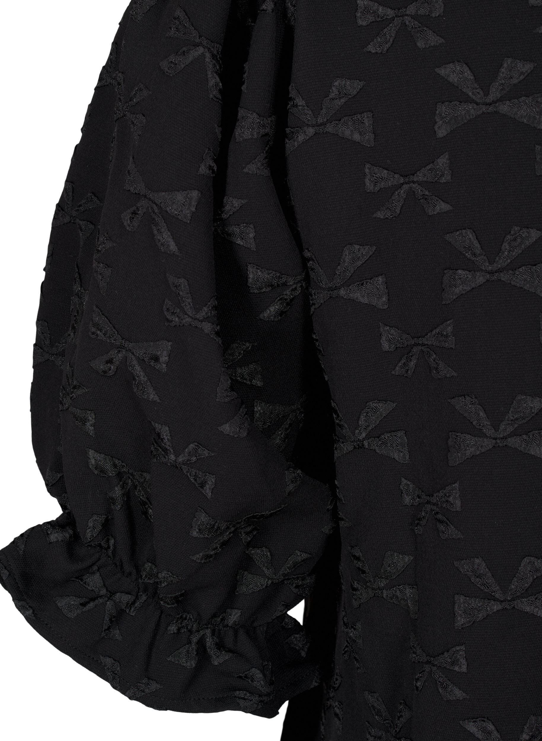 ZizziKurzes Jacquard-Kleid mit Schleifen, Black W. Bow, Packshot image number 3