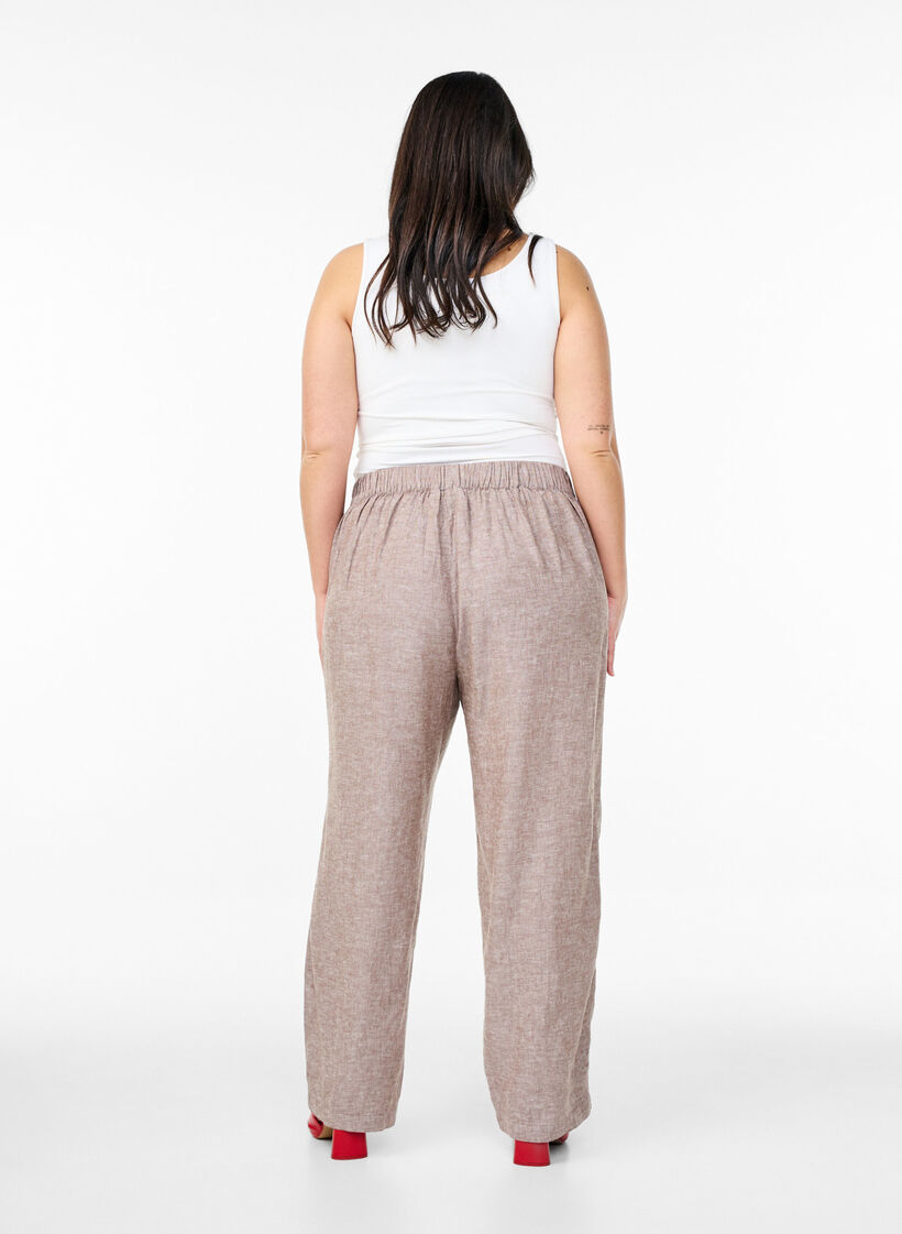 Lockere Hose aus Leinen und Viskose, Braun, Model image number 1