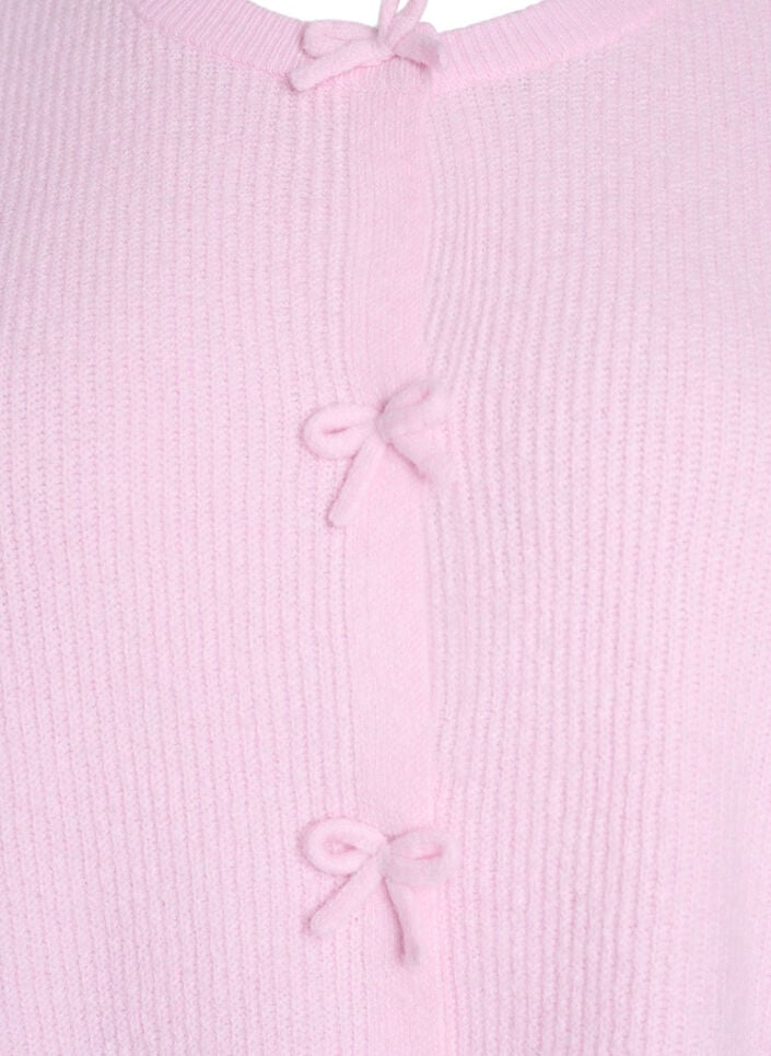Kurzärmelige Strickjacke mit Schleifen, Pink, Packshot