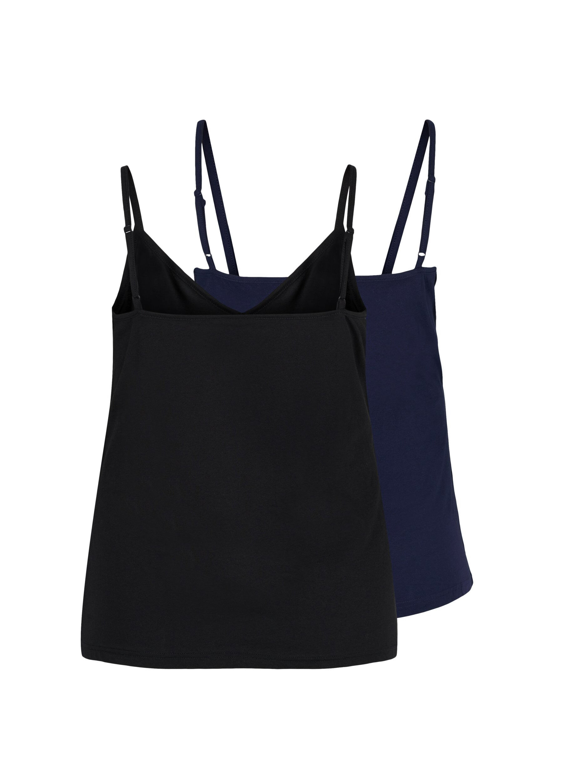 Zizzi2er-Pack Basic-Top aus Baumwolle, Black/Navy B, Packshot image number 1