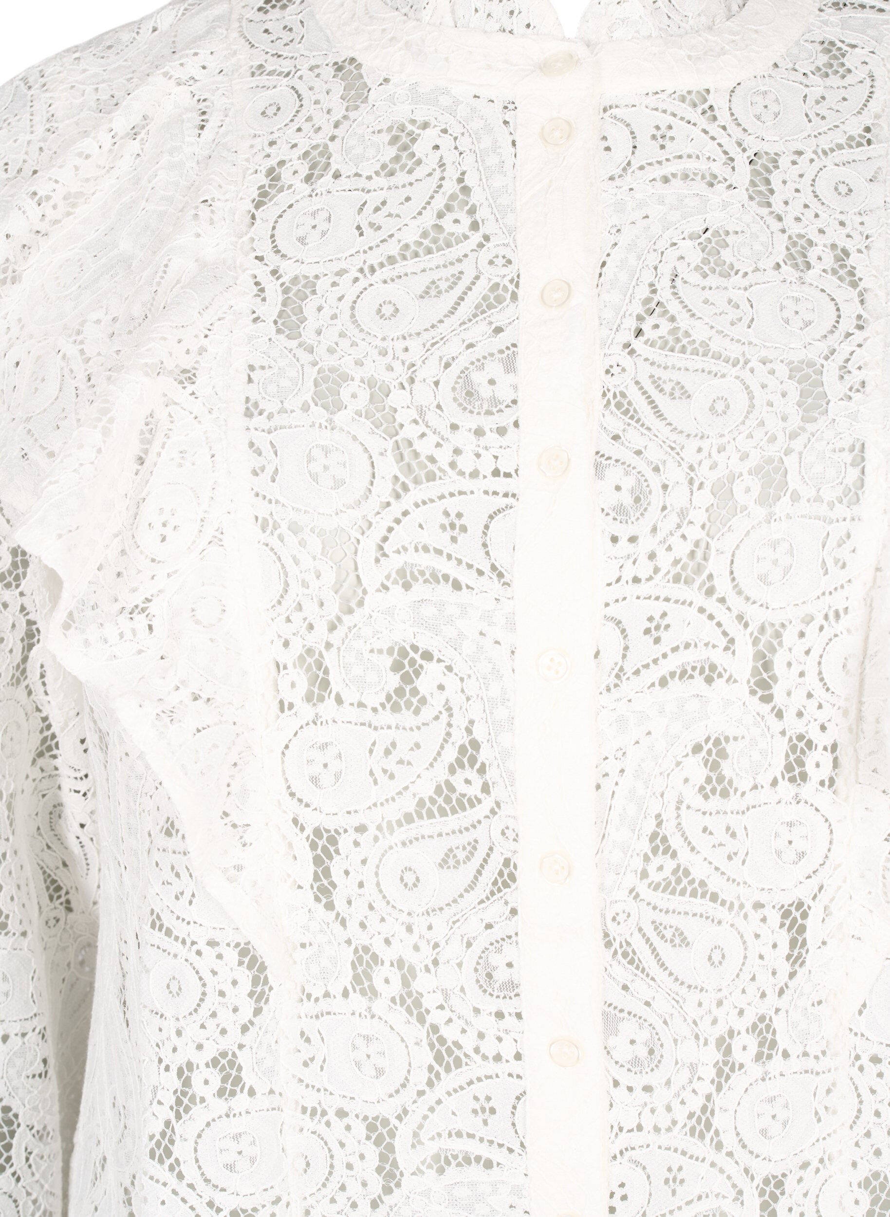 ZizziHemdbluse aus Spitze mit R&uuml;schendetail, Snow White, Packshot image number 2