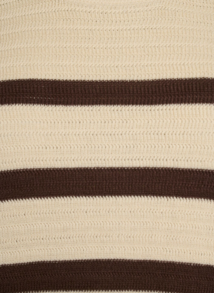 Strickbluse mit Streifen und kurzen &Auml;rmeln, Vanille, Packshot image number 2