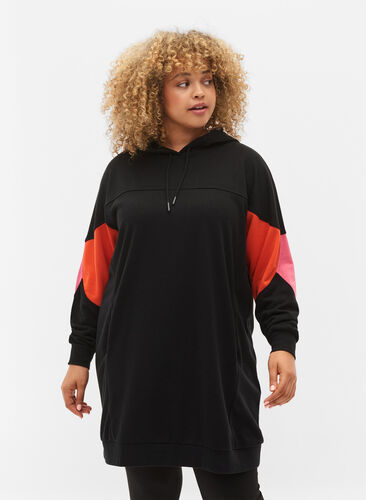 Pulloverkleid mit Colorblock und Taschen, Black, Model image number 0