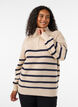Strickpullover mit hohem Kragen und Rei&szlig;verschluss, Vanille, Model image number 0