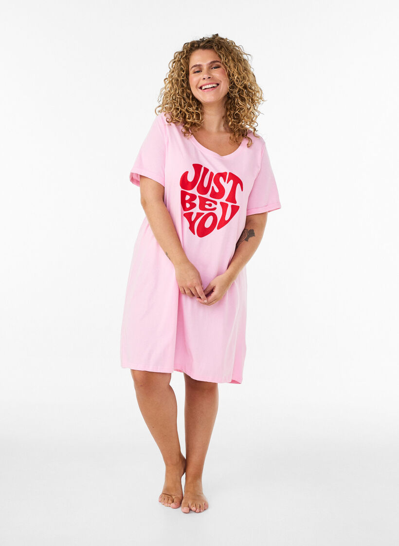 Kurz&auml;rmeliges Nachthemd aus Bio-Baumwolle, Pink, Model image number 1
