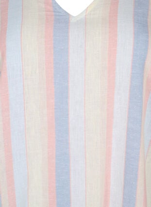 Kurzes Kleid aus Baumwollmischung mit Leinen, Multi Color Stripe, Packshot image number 2