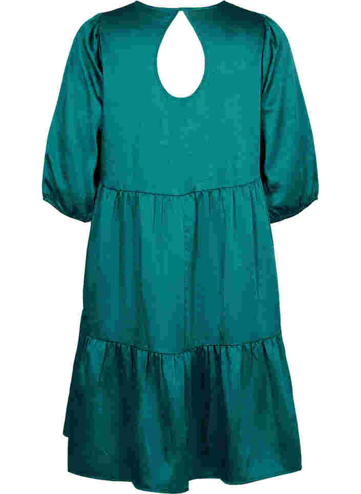 Kleid mit Rückenausschnitt und 3/4-Ärmeln, Evergreen, Packshot image number 1